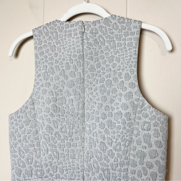 Tibi NWT Rime Jacquard Dress 6 gray leopard neutral fit flare mini cocktail - Picture 6 of 13